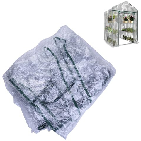 Housse de protection de rechange en PVC pour serre - Avec porte zippée - Résistante aux intempéries - Transparente - Pour mini serres - Avec 8 étagères - Bâche de rechange durable pour jardin