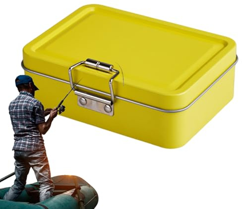 Fiskedragslåda – kompakt förvaringsfodral i metall, liten redskapsorganisatör designad för betehantering, ergonomisk behållare för fiskare, öring, havskatt, saltvatten och sötvattenfiske, sjöäventyr