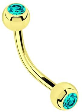 Modern Nature Piercing-Schmuck Mini Banane Gold, in 1,2 mm mit zwei Stein-Kugeln