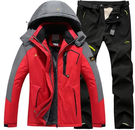 Generisch Skianzug Damen 2 Teilig Wasserdicht Snowboardjacke Winterjacke Skianzug Damen Skijacke und Hose Ski Set Winter Schneeanzug Snowboardanzug Atmungsaktiv Outdoor Skibekleidung