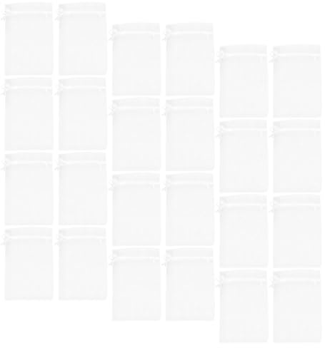 PACKOVE Kleine Organzabeutel 50 Stück mit Kordelzug Vielseitig Einsetzbar aus Organza Weiße Geschenkbeutel zur Geschenkverpackung für Schmuck und Süßigkeiten bei Hochzeiten