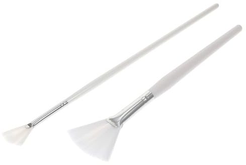 POPETPOP Pinceles para Mascarilla Facial Cerdas de Nylon 2piezas y Mango de Aluminio en Forma de Abanico Fácil de Limpiar y Aptos para Áreas Grandes del Rostro