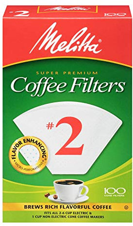 Melitta Lot de 6 filtres à café coniques, blanc, 100 pièces (lot de 6), 600 filtres au total – L'emballage peut varier