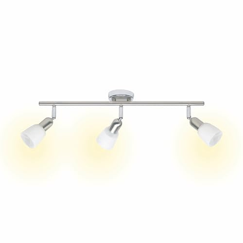 BRILLIANT Lampe Sofia Spotrohr 3flg eisen/chrom/weiß | 3x D45, E14, 40W, geeignet für Tropfenlampen (nicht enthalten) | Köpfe schwenkbar | Zeitlose, schwenkbare Deckenleuchte für Flur und Arbeitszimmer, dezentes, modernes Design