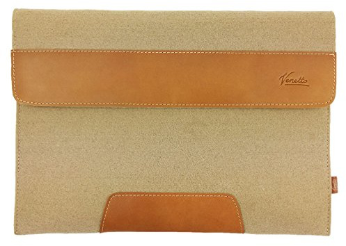 13.3 Inch MacBook Air/Pro Retina /12.9 Inch iPad Pro, Microsoft Surface Laptop Sleeve Ultrabook Protective Case for 13 Inch Notebook with Leather Appliqués, Felt Bag Cappuccino