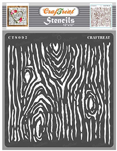 CrafTreat wiederverwendbare Holzmaserungsschablonen zum Malen auf Holz, Wänden und Fliesen – Holzmaserung – 30,5 x 30,5 cm – DIY-Kunst- und Bastelschablonen – Holzmaserungsschablonen