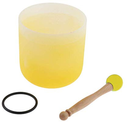 Tubayia 6 Zoll C Key Quarz Kristall Klangschale Musikinstrument für Sound Healing & Yoga Meditation (Gelb)