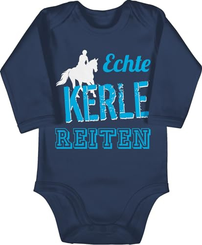 Shirtracer - Baby Body langarm Mädchen Junge - Pferde - Echte Kerle reiten