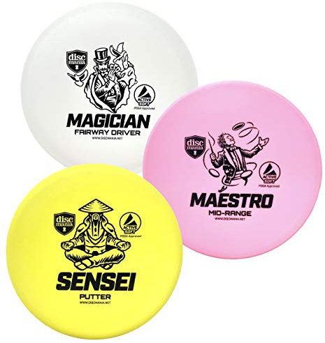 Discmania Active Soft Disc Golf 3er Set - inkl. Disc Golf Putter, Mid-Range und Driver, Frisbee Golf Disc Set, Disc Golf Starter Set (Farben Werden variieren)