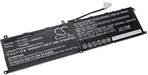 vhbw 1x batteria compatibile con MSI P65 Creator 8RF notebook (5200mAh, 15,2V, Li-Poly)