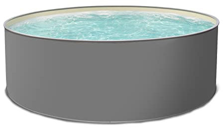 Paradies Pool® Edition grau Komplettset 4 rund, 400x120cm (Ø x H), Stahlwandbecken, Poolplane in Sand 0,8mm, Handlauf grau, inkl. Leiter Pumpe Sandfilter, Swimmingpool, Menge: 1 Stück