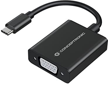 Conceptronic ABBY05B - Adaptador USB-C a VGA (1920 x 1080/60 Hz, 0,15 m)