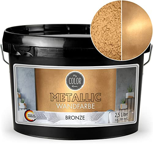 My COLOR Room Metallic Wandfarbe (2500 ml - Bronze) Effekt- Kreativfarbe für Wandgestaltung mit Metallic-Optik für Innenbereich, Dekorationsfarbe Made in Germany
