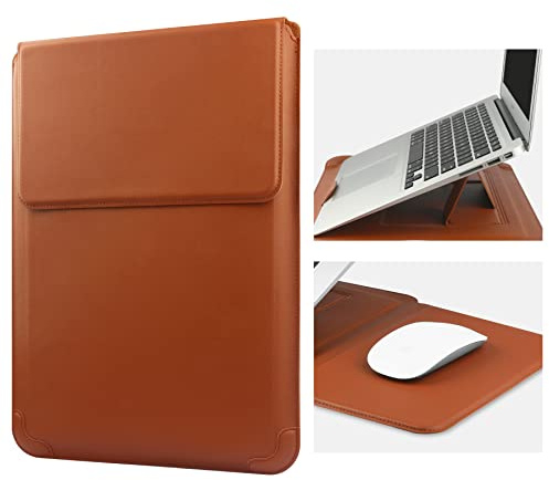 HoYiXi 15.6'' Housse pour Laptop Cuir Étui Case Compatible avec MacBook Pro 16 2021 & 2019/ASUS Vivobook 15/Huawei MateBook D15/HP 15.6 PC/MacBook Pro 15/Surface Laptop 3/Dell Lenovo IdeaPad, Brun
