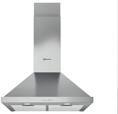 Bauknecht DBHPN 65 LM X/1 cappa aspirante/parete/60 cm, adatto per modalità di scarico e ricircolo/LED/1 potente motore della ventola, 3 livelli di potenza/classe di efficienza energetica D, argento