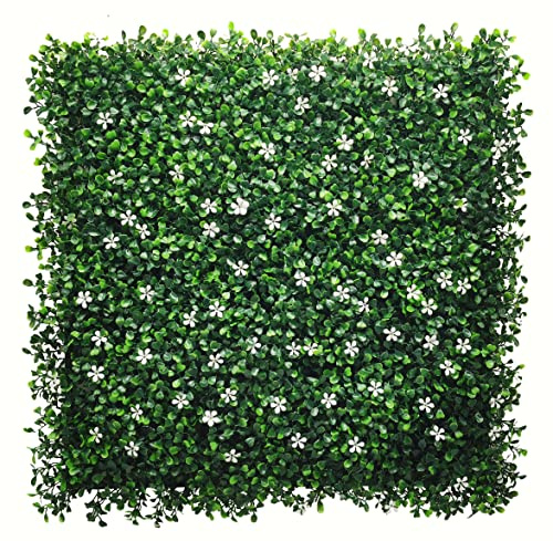 BONERVA Jardín Vertical Artificial Jazmín 100x100 cm, 1m², Pack 4 Paneles 50x50 cm, Muro Vegetal con Flores Blancas y Protección UV Exterior