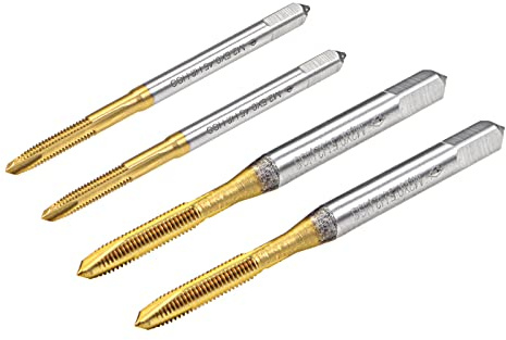 QUARKZMAN 4stk SpiralGewindebohrer Set M2,5 x 0,45 M3 x 0,5, HSS (Hochgeschwindigkeit stahl) 6542 Titan beschichtete Maschine Gerade Flöten gewinde Gewindebohrer