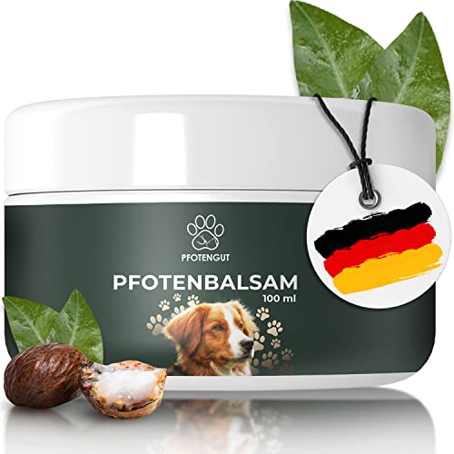 PFOTENGUT® Pfotenbalsam 100ml [Made in Germany] - Pfotenpflege für Hunde gegen trockene und wunde Pfoten - Hochwertiger Pfotenschutz für Hunde mit Bienenwachs, Sheabutter & Aprikosenkernöl