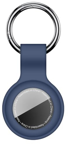 Linsaner Kompatibel med AirTag-fodral nyckelring Air Tag-fodral hållare silikon AirTags nyckelring fodral lufttaggar nyckelring kompatibel med Apple AirTag GPS artikelsökare tillbehör, mörkblå