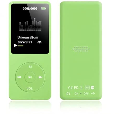 Lecteur MP3 MP4 pour Enfants, Lecteur de Musique MP3 avec écran HD 1,8 Pouces, Radio FM, écouteurs, Lecteur Audio HiFi Portable avec Enregistreur Vocal, Visionneuse de Photos (Vert)