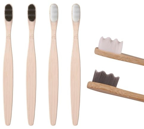 RTRTGS Confezione da 4 spazzolini Extra Morbidi con 20.000 setole per Gengive fragili Spazzolino Manuale per Adulti in Fibra sterile Morbido Micro Nano per Denti recessione gengivale Orale