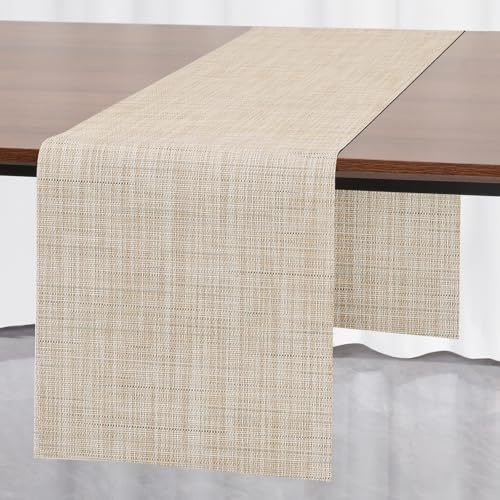 Myir JUN Camino de Mesa Exterior Camino de Mesa Moderno PVC Lavable | Camino Mesa para Comedor Cocina para Interior y Exterior Fiesta Vacaciones Decoración de Mesa 30 x 183 cm (Champán)