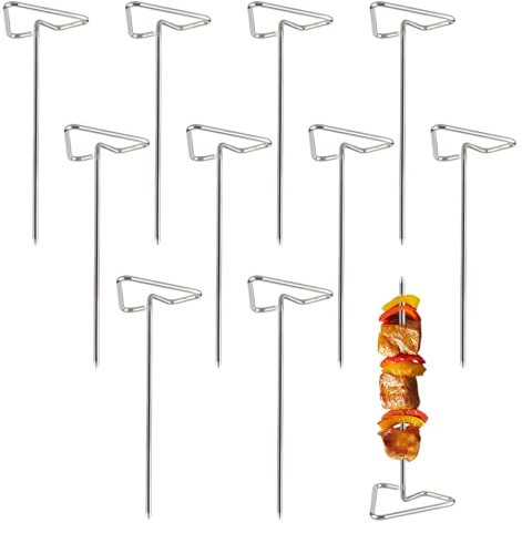 Schaschlikspieße Edelstahl,Grillspieße Edelstahl 10 Stück,304 Edelstahl, Vertikaler Fleischspieße Set für Heißluftfritteuse,Wiederverwendbare Spieße