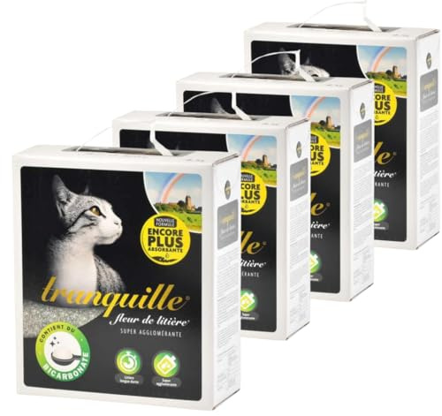 Tranquille - Litière Minérale pour Chat Fleur de Litière 4,5 litres - Pack de 4