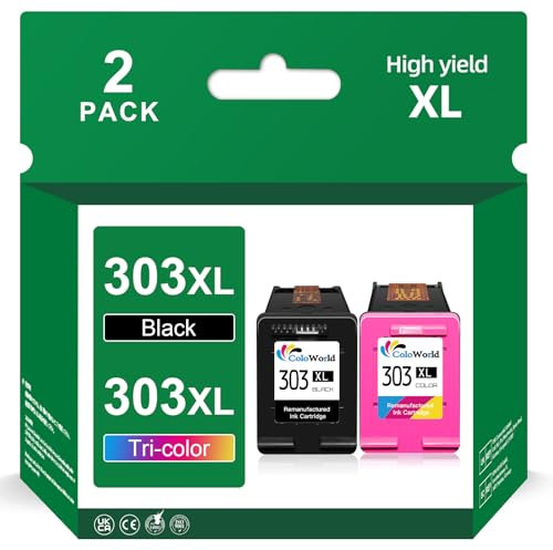 ColoWorld 303XL Druckerpatronen, für Hp 303 Druckerpatronen Multipack, Kompatibel für Hp Envy Inspire 7200e 7220e 7900e 7920e,für Envy Photo 6200 6230 7800,für Tango X Smart Drucker(2er-Pack)