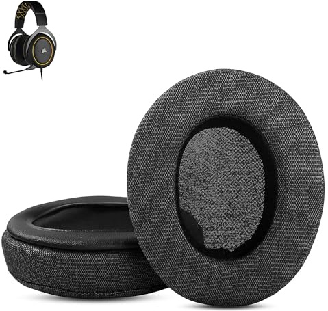 HS50 Öronkuddarbyte Kompatibla med Corsair HS50/Pro, HS60/Pro, HS70/Pro Gaming Headsets Öronkuddar (Andningsbart Tyg/Högkvalitativt Skum)