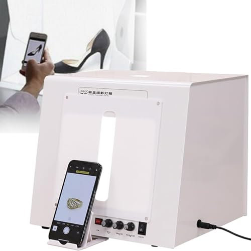 FotografíA con Caja De Luz, Kit De Carpa con Caja De Estudio FotográFico Profesional De 20 Cm/30 Cm con IluminacióN Blanca CRI ≥ 92%, Regulable 3000-5500 K, Plato Giratorio De FotografíA,T20