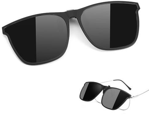 Clip occhiali da sole, Clip Polarizzati Unisex, Lente Adatta Sopra Occhiali da Uomo e Donna (Nero)