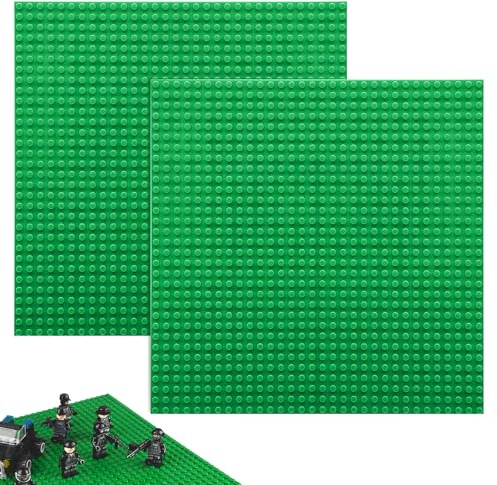 Bogoro 2PCS Piastre di Base Verdi,25 * 25cm Basi per Costruzioni,Base per Mattoncini Compatibile,Superfice per Costruzioni Creative,Pannelli da Costruzione per Bambini, Bambine, Ragazzi e Ragazze