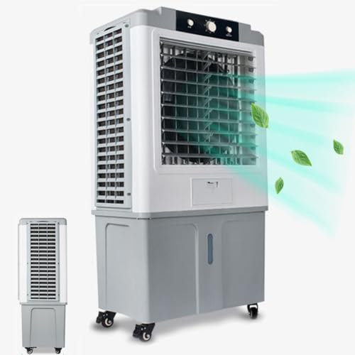 Enfriador de aire evaporativo, enfriador de pantano portátil con 3 velocidades y tanque de agua de 70 l, ventilador de enfriamiento 3 en 1 for garaje, patio, sótano(220v)