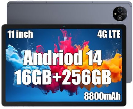 Ulefone Tablet Android 14 de 11 pulgadas (WiFi + celular) A11 PRO, 16 GB de RAM + 256 GB ROM MediaTek Helio G99 Octa-Core, batería de 8800 mAh, BT5.2/GPS/NFC/4G LTE/WiFi/Widevine L1