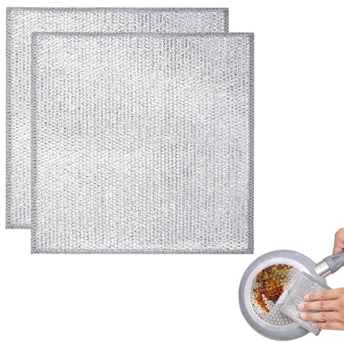 YIGAARUI Wire Dishwashing Cloth Non Scratch Dish Scrubbing Cloth，Multipurpose Wire Dishwashing Rags for Wet and Dry Free Washable Duster for Home,Kitchen