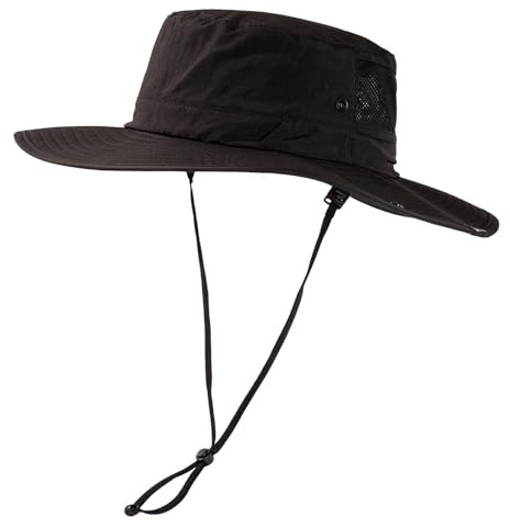 TOP-EX Herren UPF 50 Safarihut mit breiter Krempe und Sonnenbrillenhalter - UV-Schutz Fischerhut, Wasserdicht & Atmungsaktiv - Faltbarer Sonnenhut für Outdoor, Wandern, Camping, Angeln Schwarz L/XL