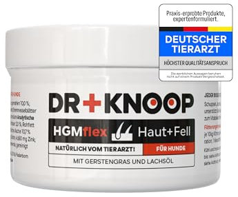 HGM Hund trockene schuppige Haut, Haarausfall, stumpfes Haar, Probleme Fellwechsel - mit Lachsöl MSM Omega 3+6 Fettsäure, Fellpflege, für Allergiker geeignet, Wieder Kraft und Glanz im Fell, 80 g