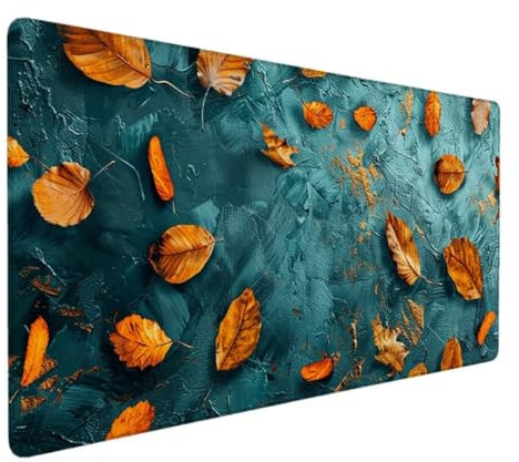 Tapis de Souris de Jeu, Tapis de Souris 1200x600, Grand Tapis de Bureau sous Main Bureau avec Base en Caoutchouc antidérapante pour Gamer, Femme Cadeau Tapis de Souris Ergonomique Jaune (Automne) P-9