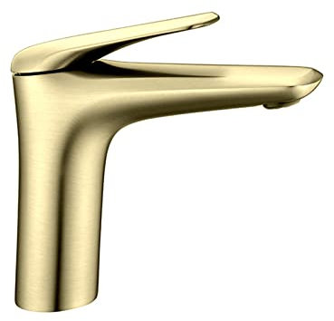 Shower Head Badarmaturen aus gebürstetem Gold, Wasserhahn aus gebürstetem Messing, Gold, Waschbecken, Badezimmer, warm und kalt, Badarmatur aus gebürstetem Gold, Einhebelmischer, Waschbeckenarmatur,