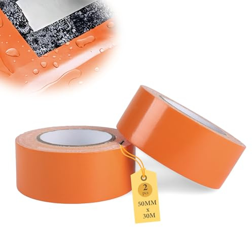 Supaway Duct Tape 2 rullar vattentät skärmad tejp, 50 mm x 30 m (2 rullar), extra stark tygtejp för märkning, pyssel, fixering, reparation, inomhus och