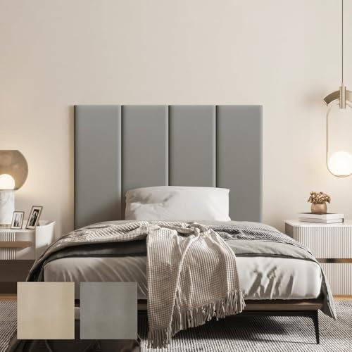 strusery Testiera letto singolo in ecopelle – Design 3D lussuoso, impermeabile ed elegante (4, grigio, 90 x 30 cm)