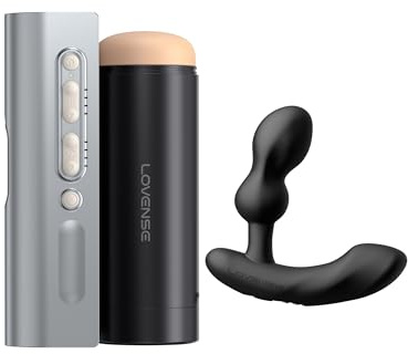 Ultimate Bundle Sexmaschine & Prostata-Vibrator: LOVENSE Solace Pro Automatischer Masturbator mit 180° Ständer + LOVENSE Edge 2 Analvibrator, Sexspielzeug für Männer & Paare, App-Steuerung