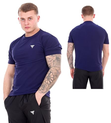 BOOM PRO Training T Shirt for Men & Women – Breathable, Moisture Wicking Short Sleeve Quick Dry t Shirt – Ideal for Boxing, MMA, Fitness, Running, and Sports Navy Blue