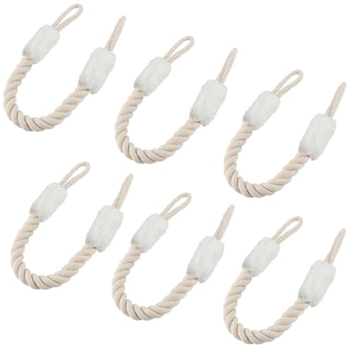 MUNGHOK 6 Stück Türstopper Klinke Klemmschutz Weiß, Türstopper Klinke Baumwolle Türseil, Türkordel Klemmschutz für Türen, Kein Zuknallen der Tür mehr, Länge 60 cm