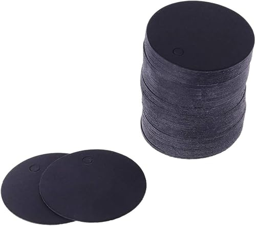 Runde Geschenkanhänger aus Kraftpapier, Etiketten zum Aufhängen, für Geschenkdekoration, Schilder usw. (4 cm) (schwarz), 100 Stück
