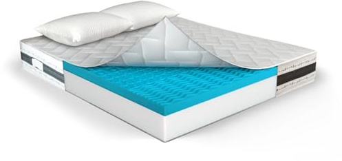MUUN EOS, Matratze für Doppelbett, 180 x 200 cm, mit 2 Kissen, 30 cm hoch, orthopädisch, gemütlich, milbendicht, antiallergen, vakuumverpackt