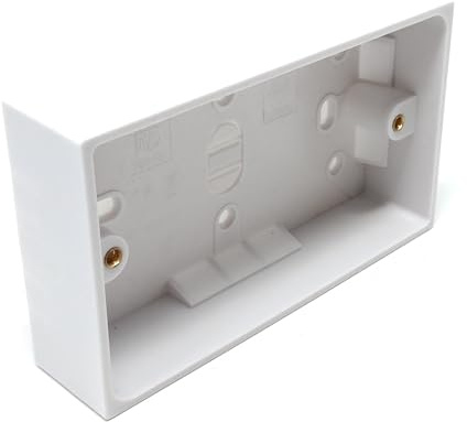 2 Gang Surface Mount Back Box – White Pattress 147mm x 86mm x 32mm, Durable Electrical & Network Faceplate Mounting Box (1)