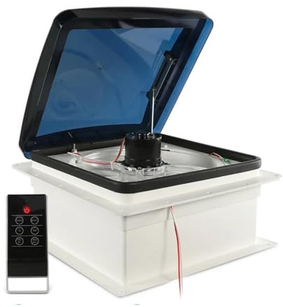 12V 14'' RV-Lüftungsventilator, elektrisch, automatischer Lüftungs- und Abluftventilator, RV-Dachlüftung mit Thermostat und Regensensor Effektive Zirkulation