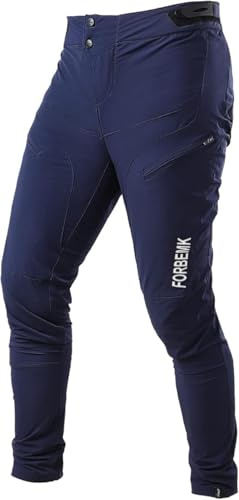 FORBEMK Men's Mountain Bike Cycling Bicycle Riding MTB Pants, Quick-Dry Lightweight Breathable BMX Downhill Bike Pants-Blue-32